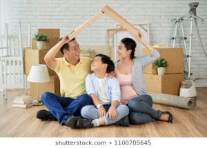 Family inside their home